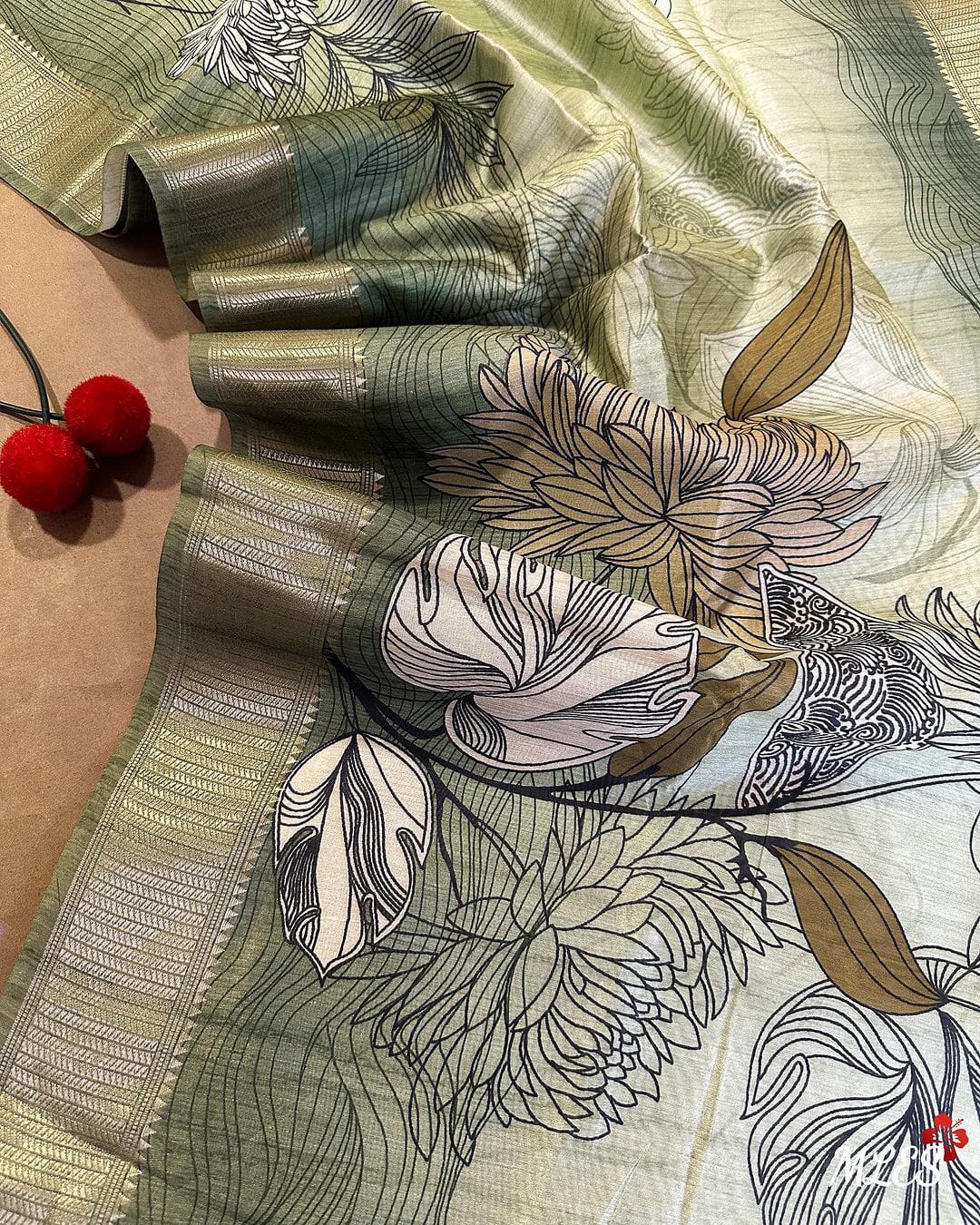 Soft flowy desi raw silk saree