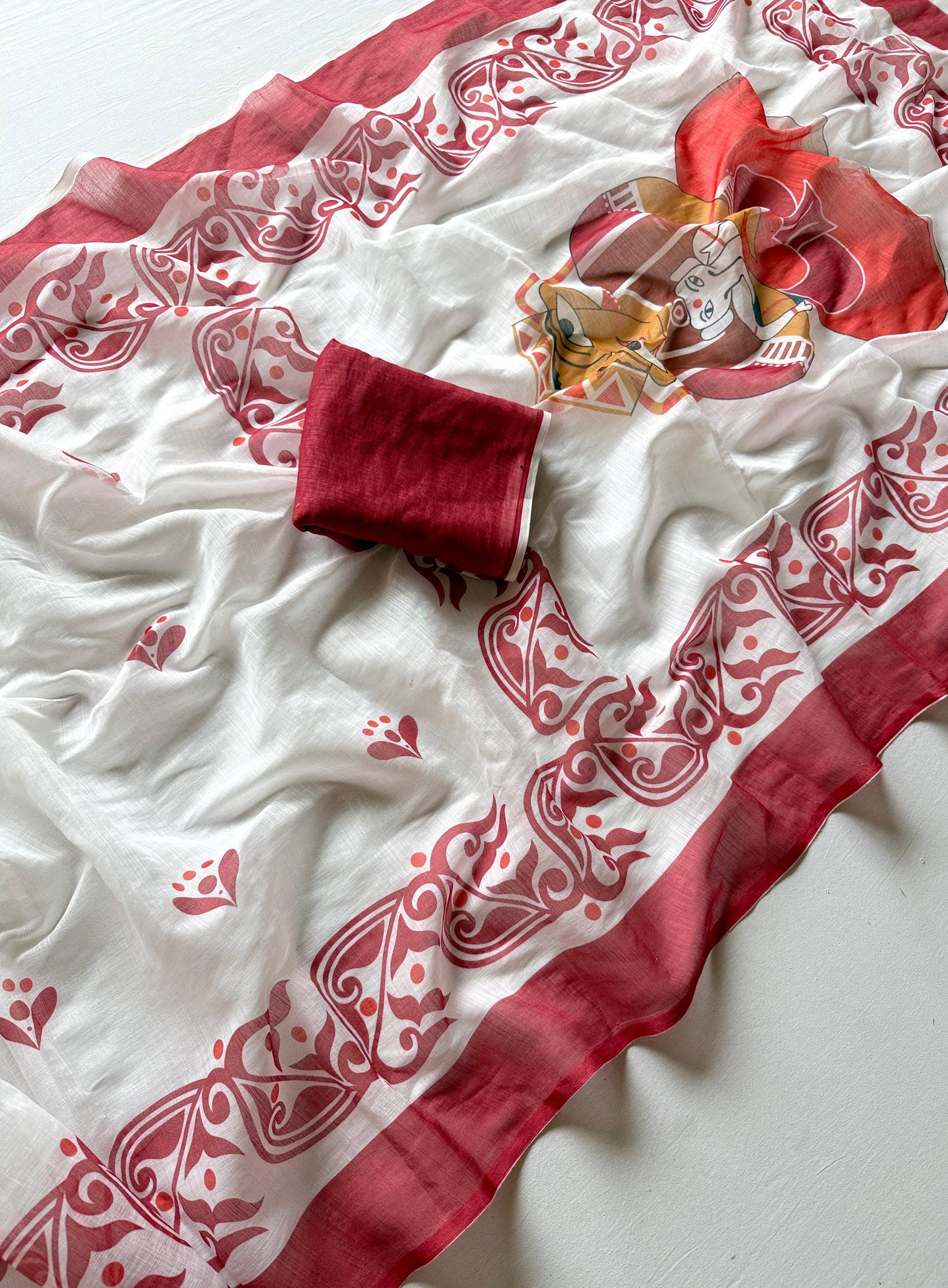 Soft Linen Durga Pooja Saree