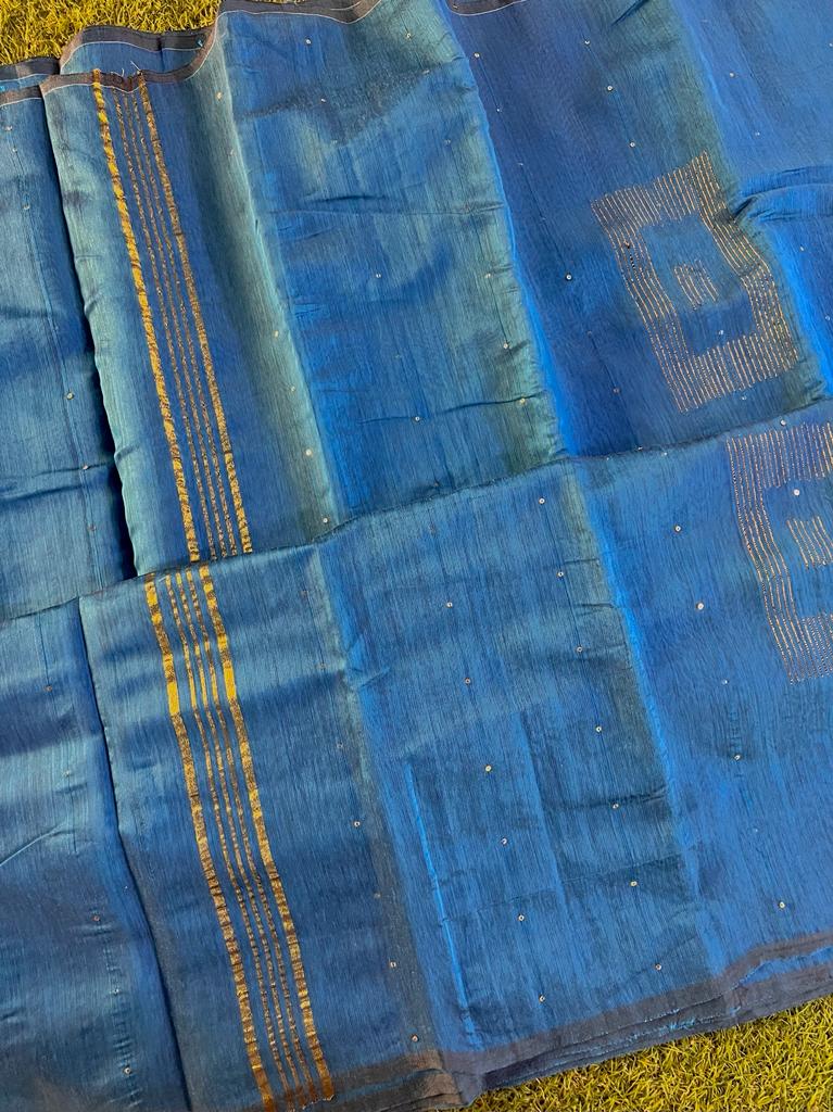 Soft purely hand woven bengal handloom cotton silk saree
