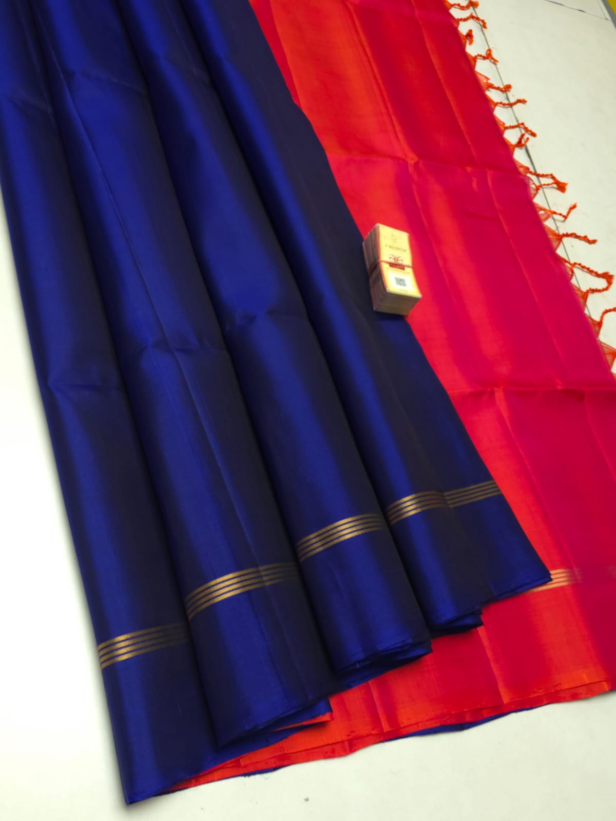 Pure handloom soft silk plain saree