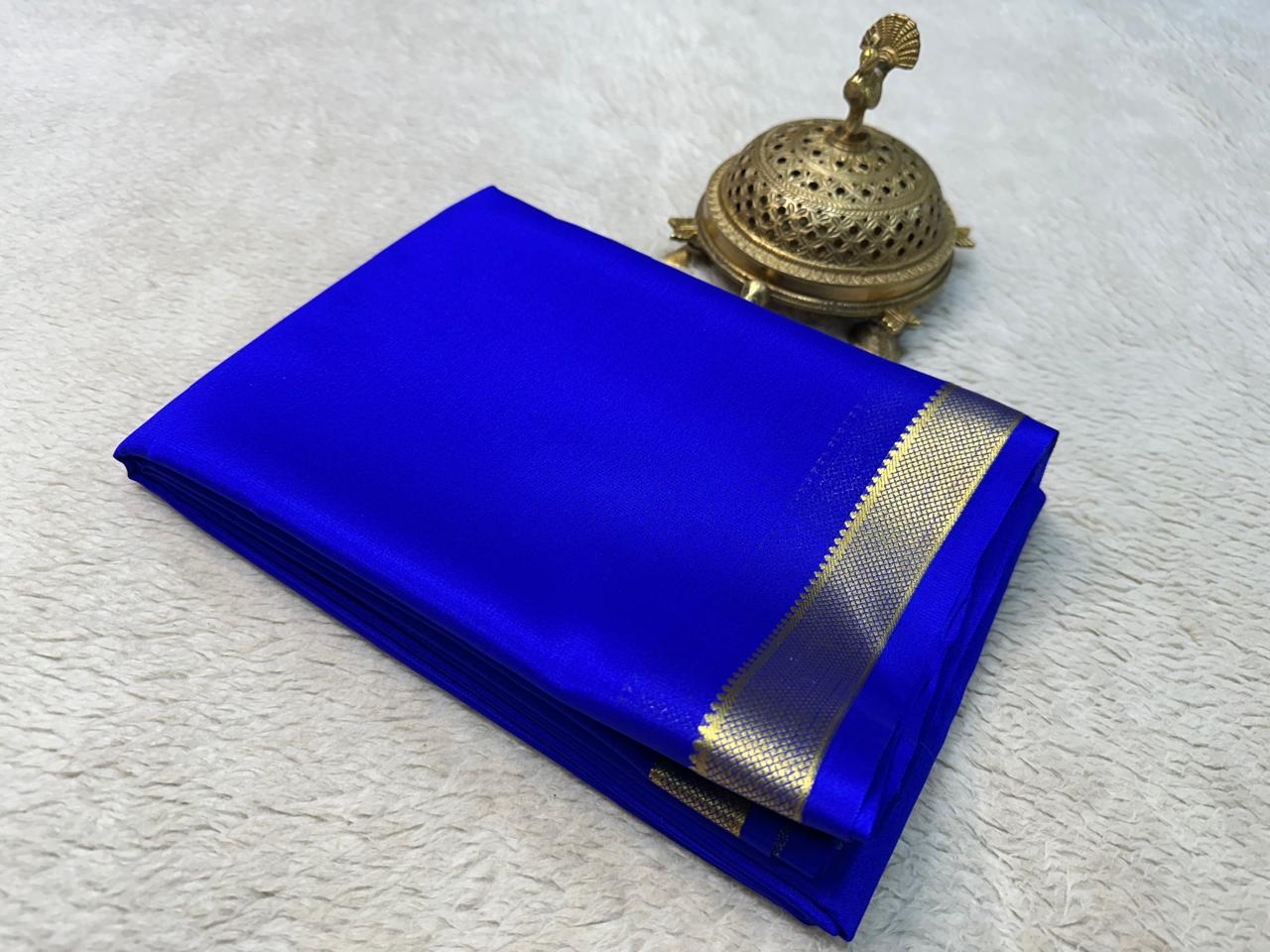Solid color pure mysore silk saree