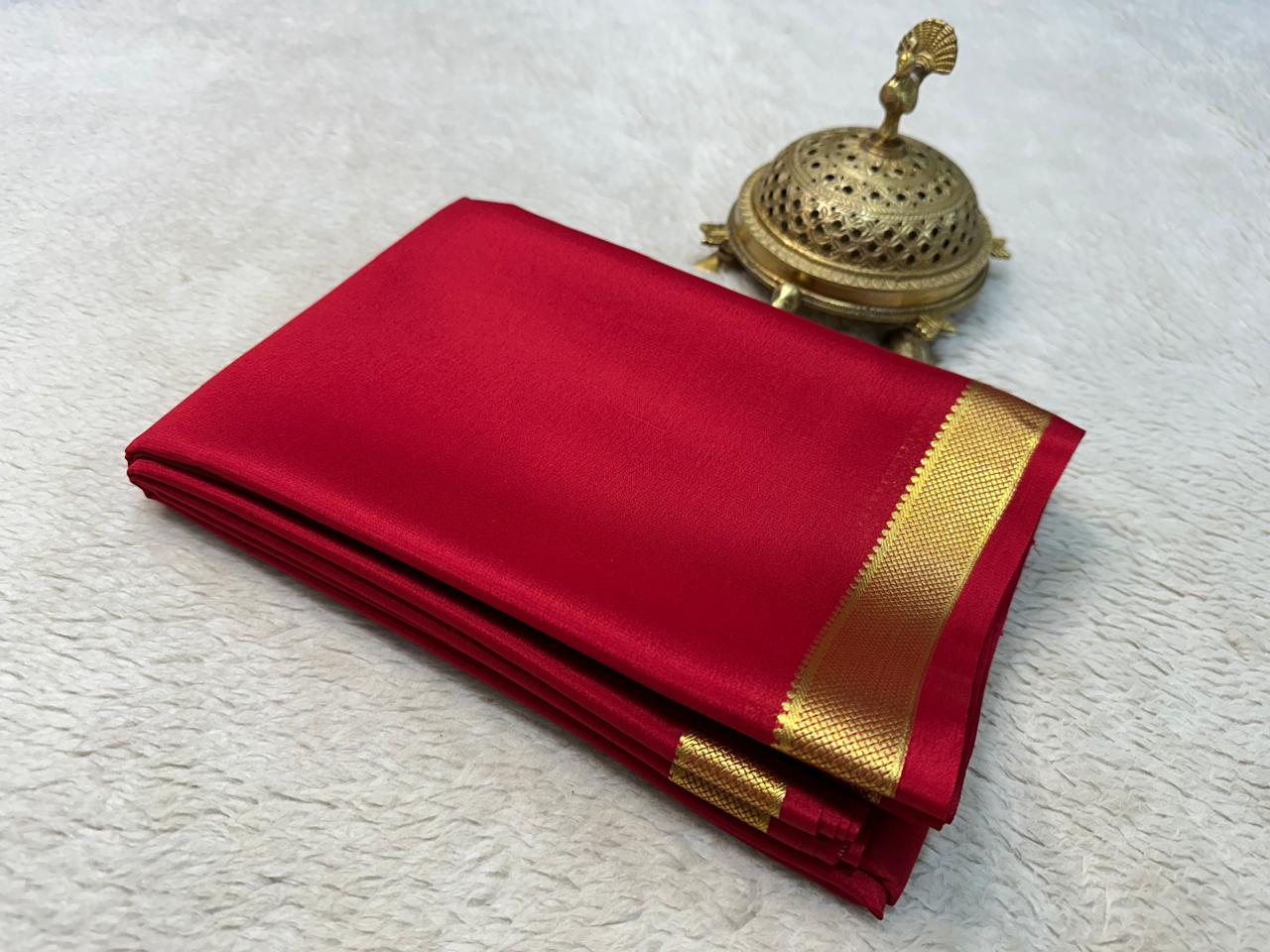 Solid color pure mysore silk saree