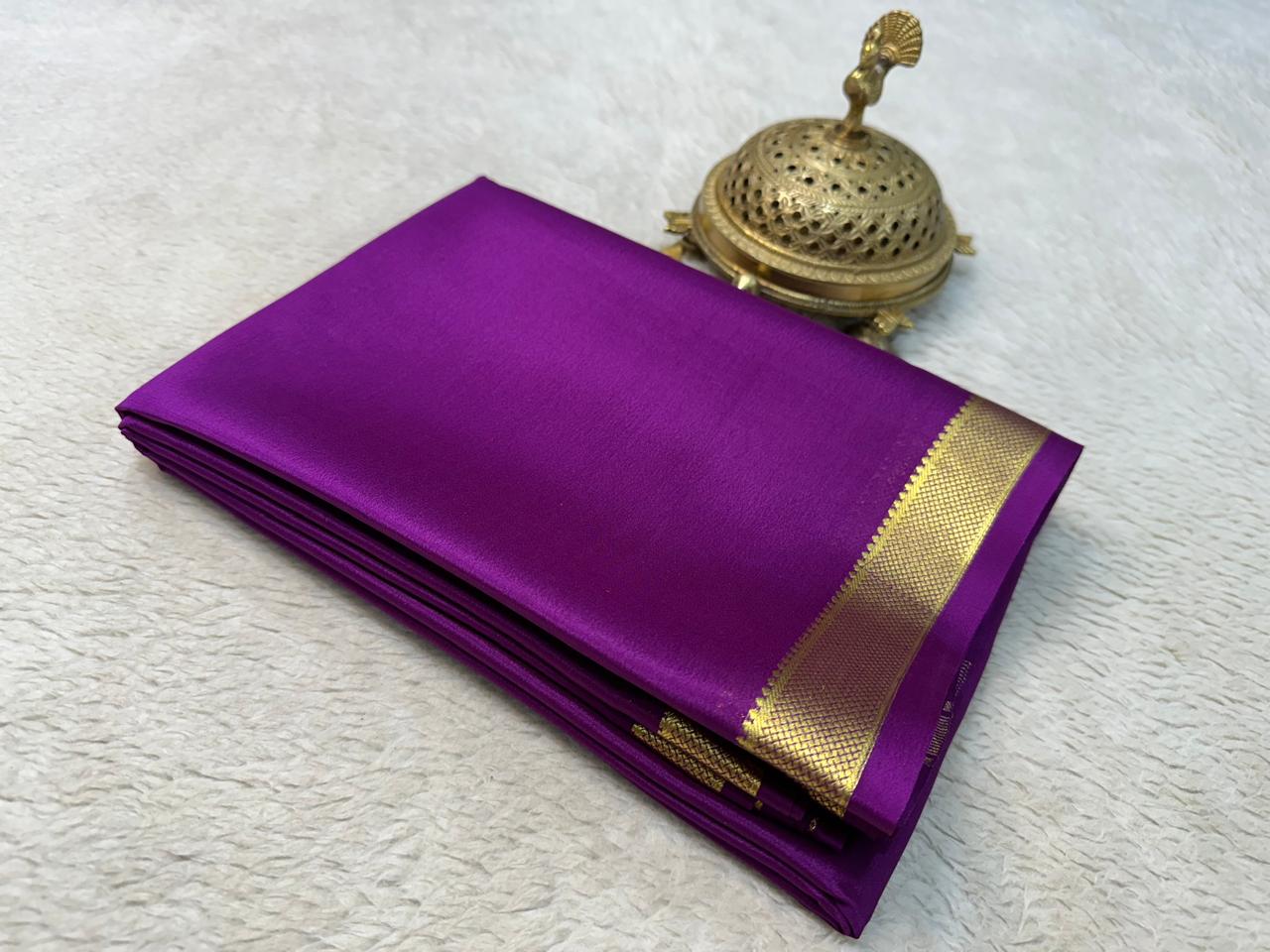 Solid color pure mysore silk saree