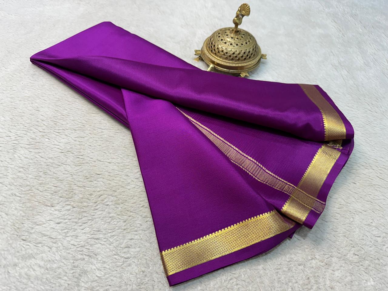 Solid color pure mysore silk saree