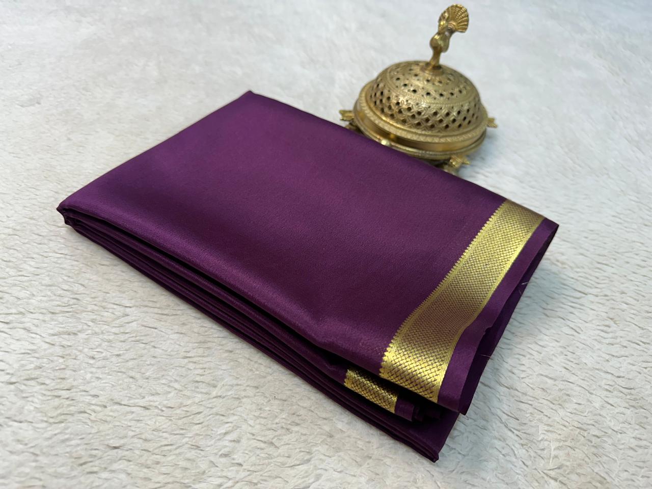 Solid color pure mysore silk saree