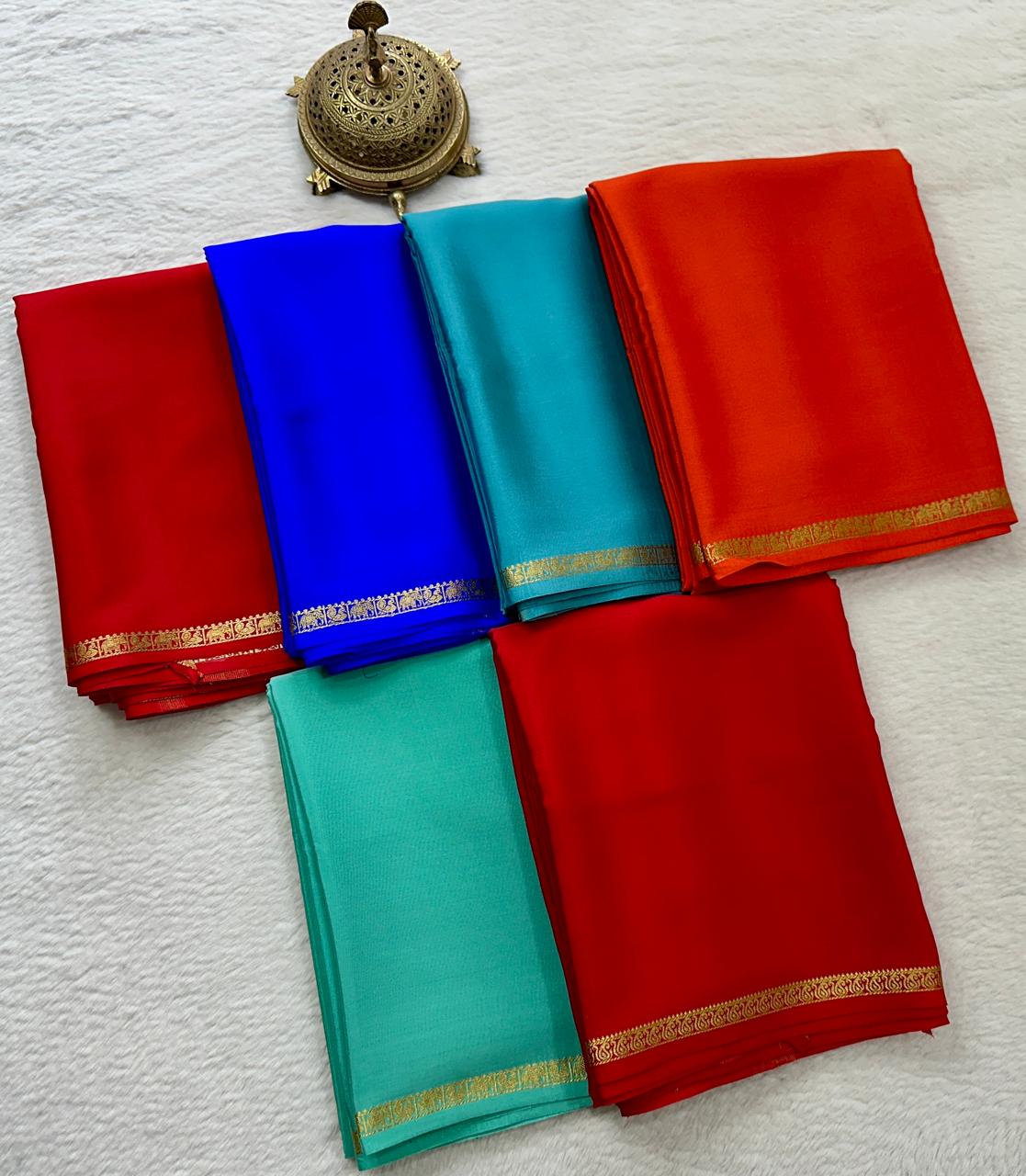 Solid color pure mysore silk saree