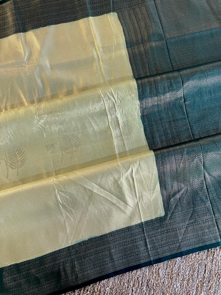 Super shine and silky dual shaded tissue softy silk saree