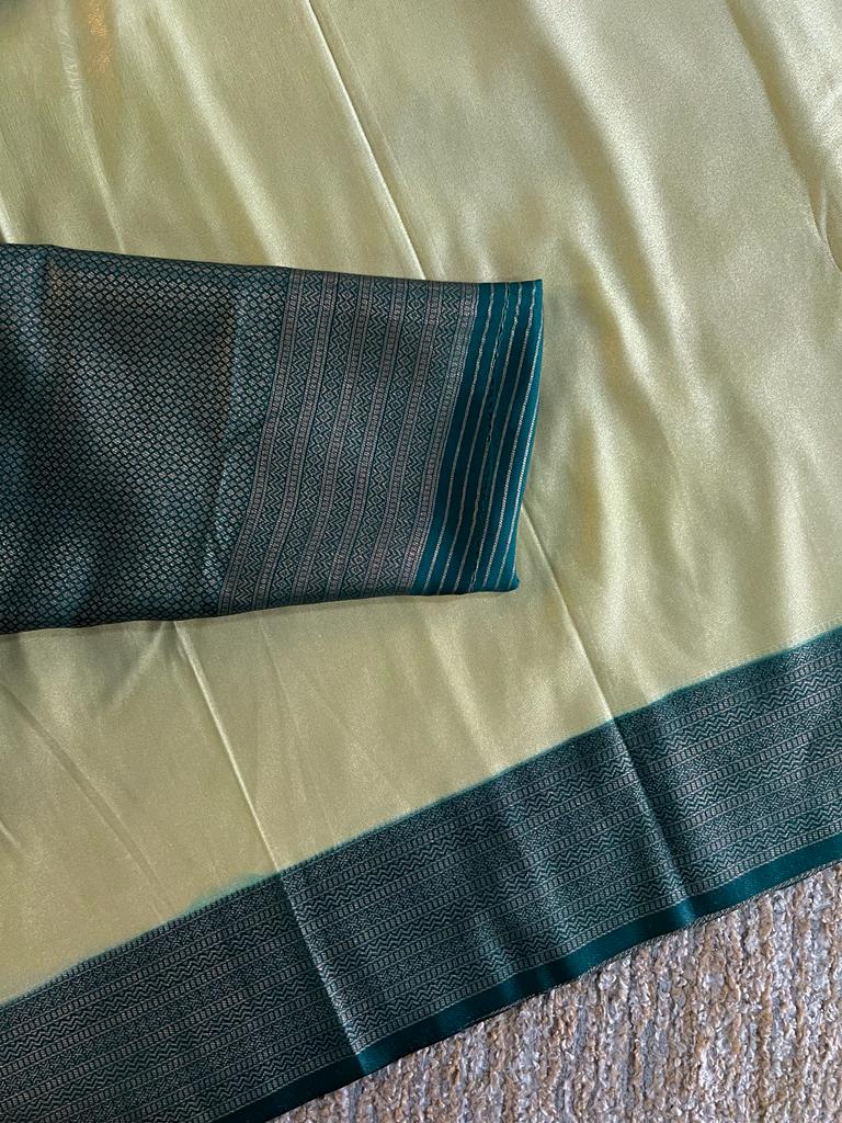 Super shine and silky dual shaded tissue softy silk saree