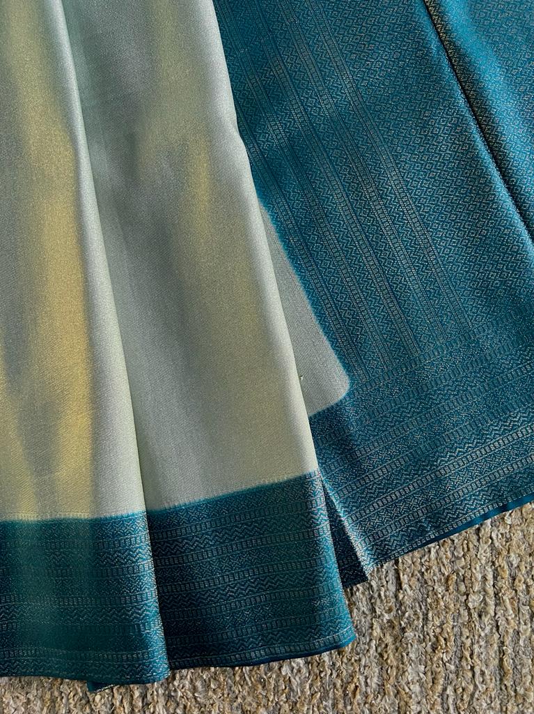 Super shine and silky dual shaded tissue softy silk saree