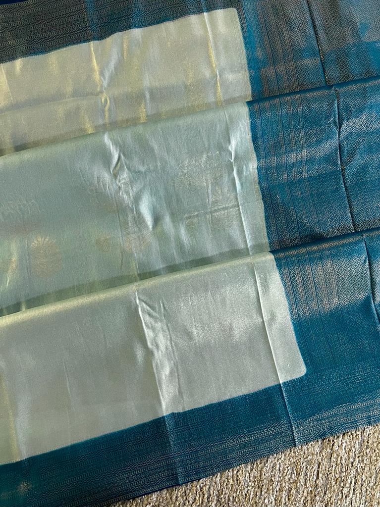 Super shine and silky dual shaded tissue softy silk saree