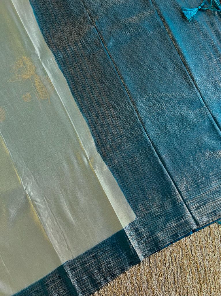 Super shine and silky dual shaded tissue softy silk saree