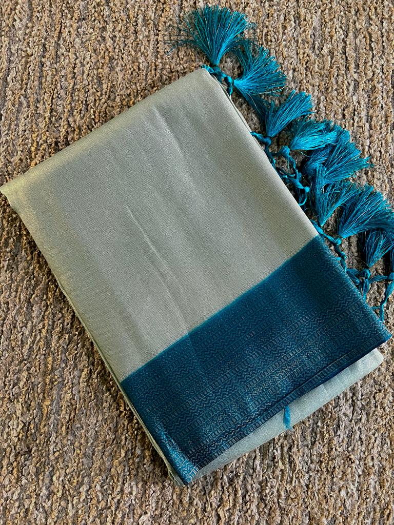 Super shine and silky dual shaded tissue softy silk saree