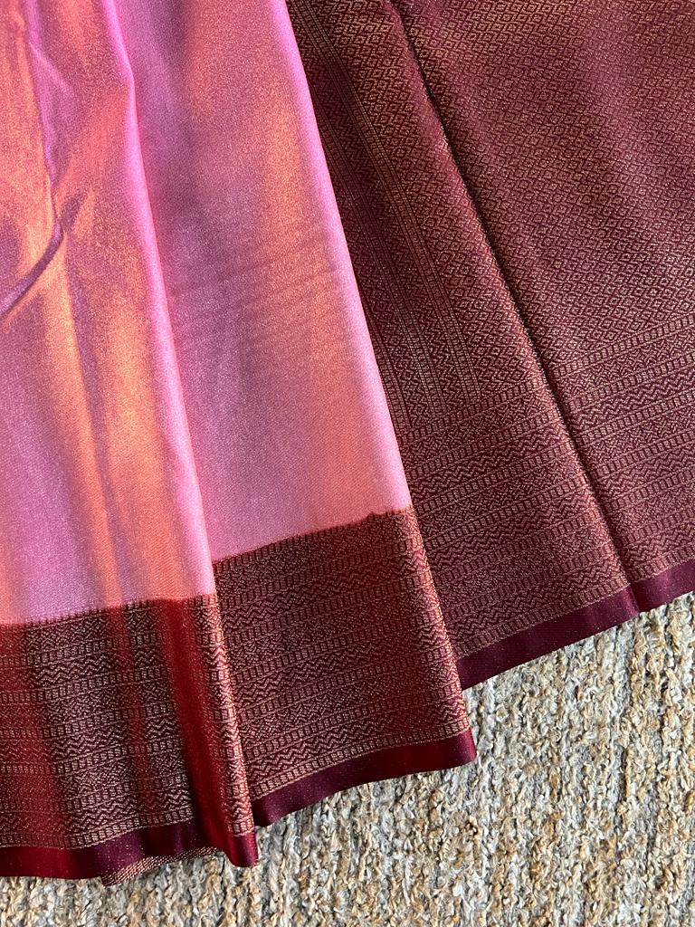 Super shine and silky dual shaded tissue softy silk saree
