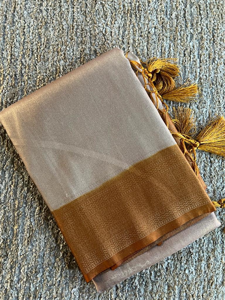 Super shine and silky dual shaded tissue softy silk saree