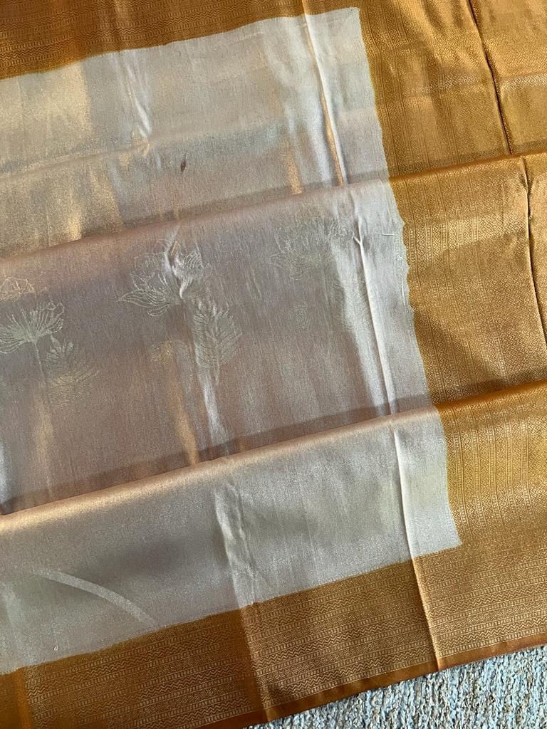 Super shine and silky dual shaded tissue softy silk saree