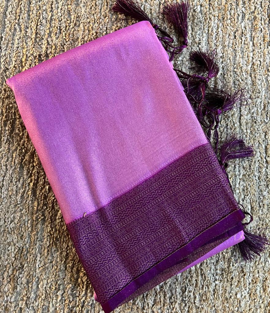 Super shine and silky dual shaded tissue softy silk saree