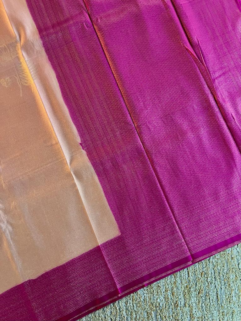 Super shine and silky dual shaded tissue softy silk saree