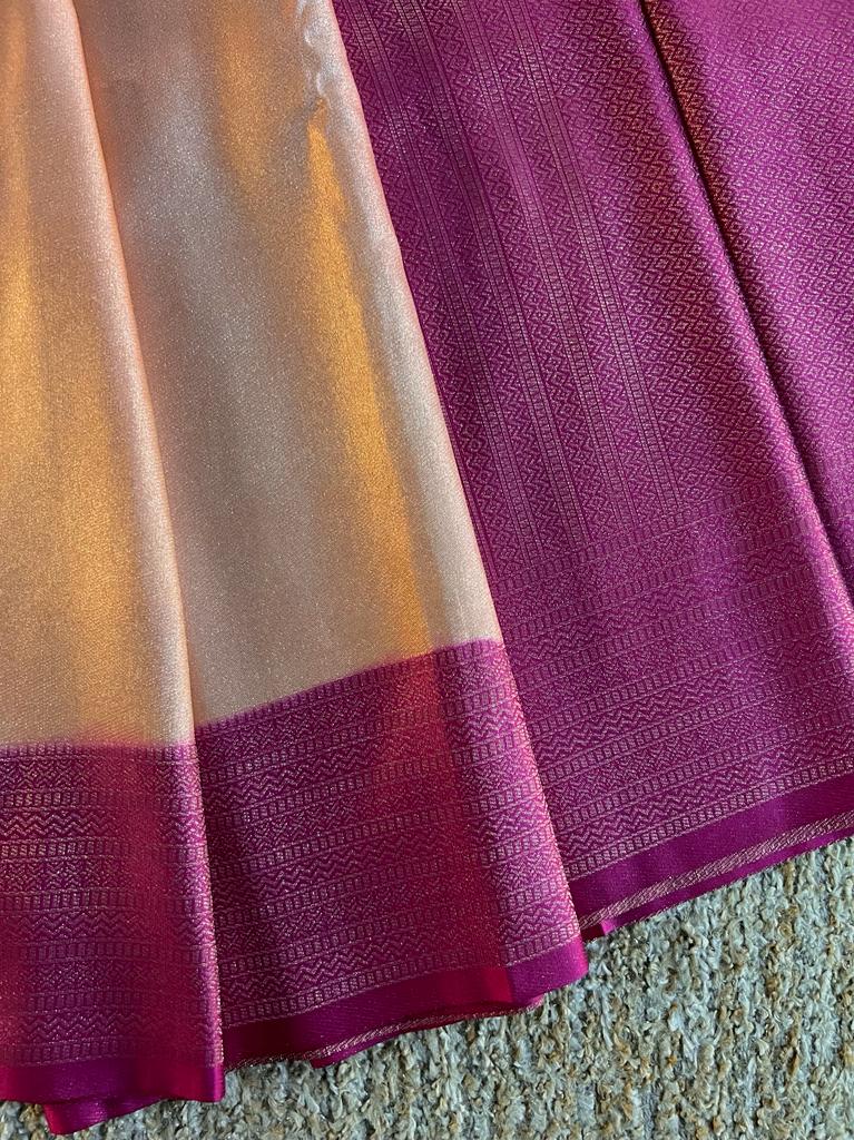 Super shine and silky dual shaded tissue softy silk saree