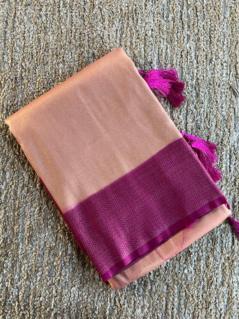 Super shine and silky dual shaded tissue softy silk saree
