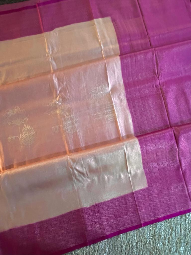 Super shine and silky dual shaded tissue softy silk saree