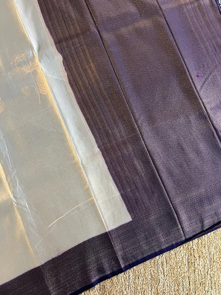 Super shine and silky dual shaded tissue softy silk saree