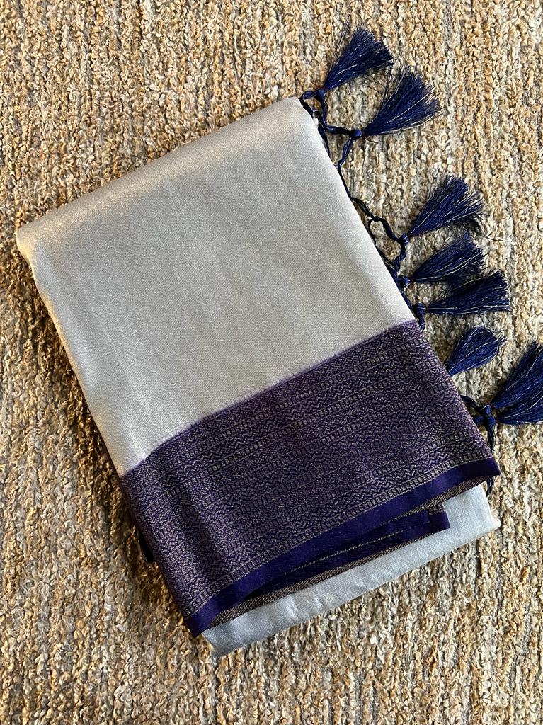Super shine and silky dual shaded tissue softy silk saree