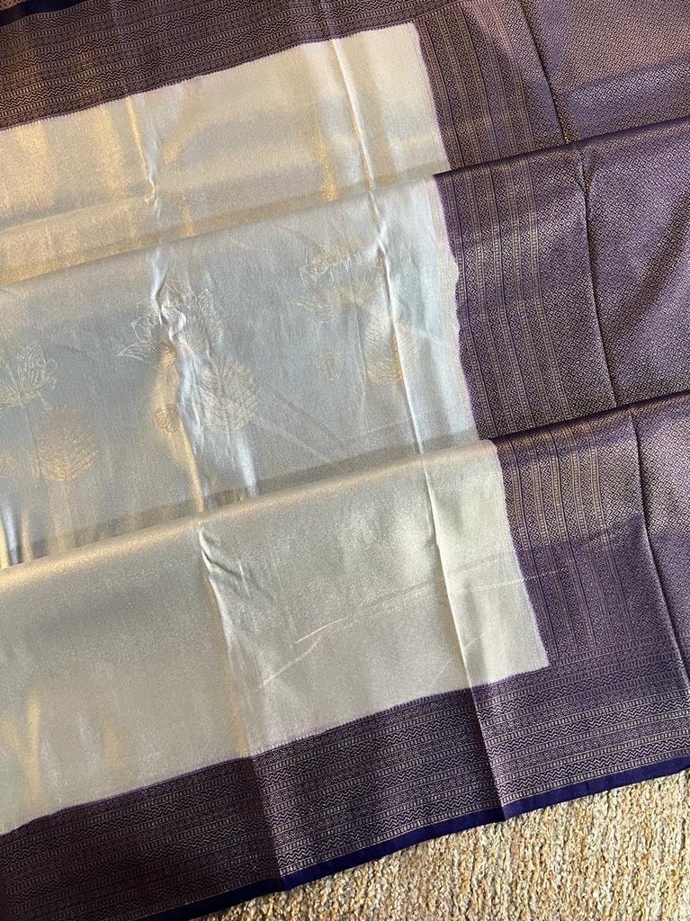 Super shine and silky dual shaded tissue softy silk saree