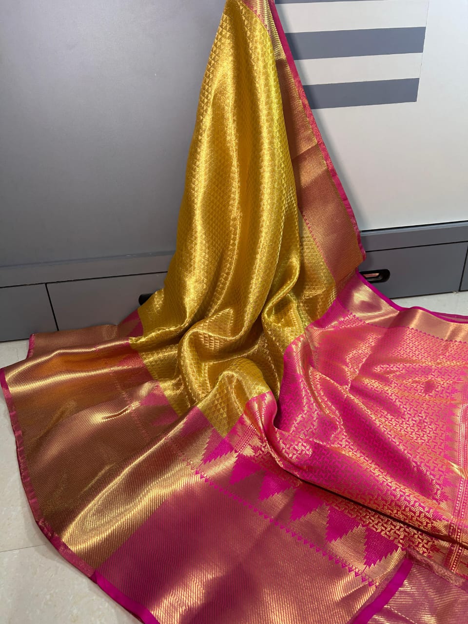 Temple Border With Golden Saree
