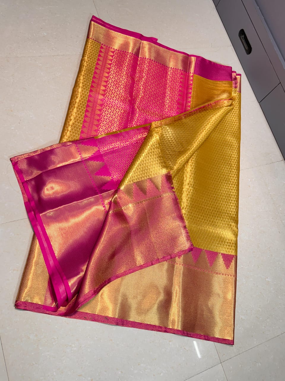 Temple Border With Golden Saree