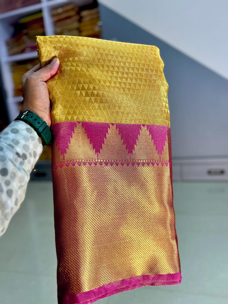Temple Border With Golden Saree