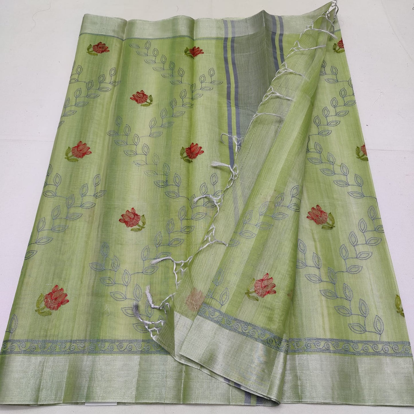 Tissue kota embroidery saree
