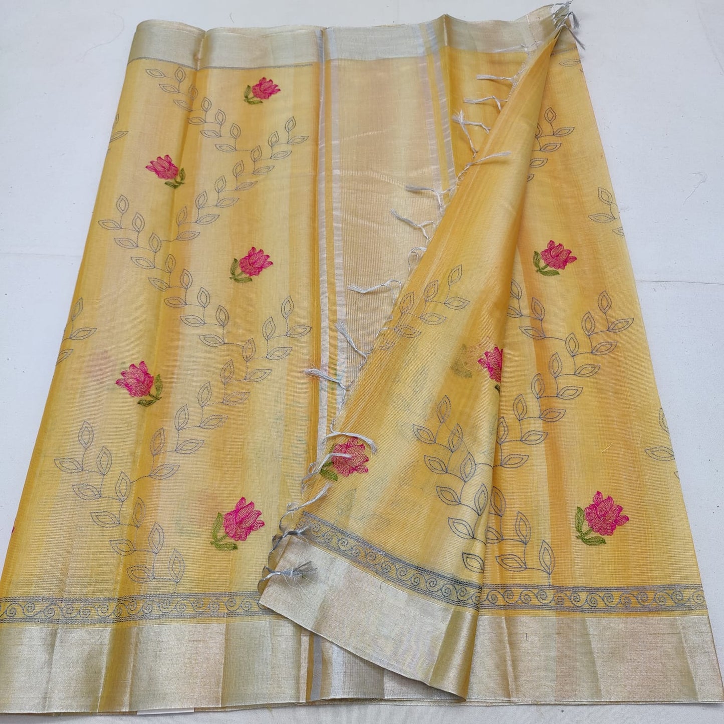 Tissue kota embroidery saree