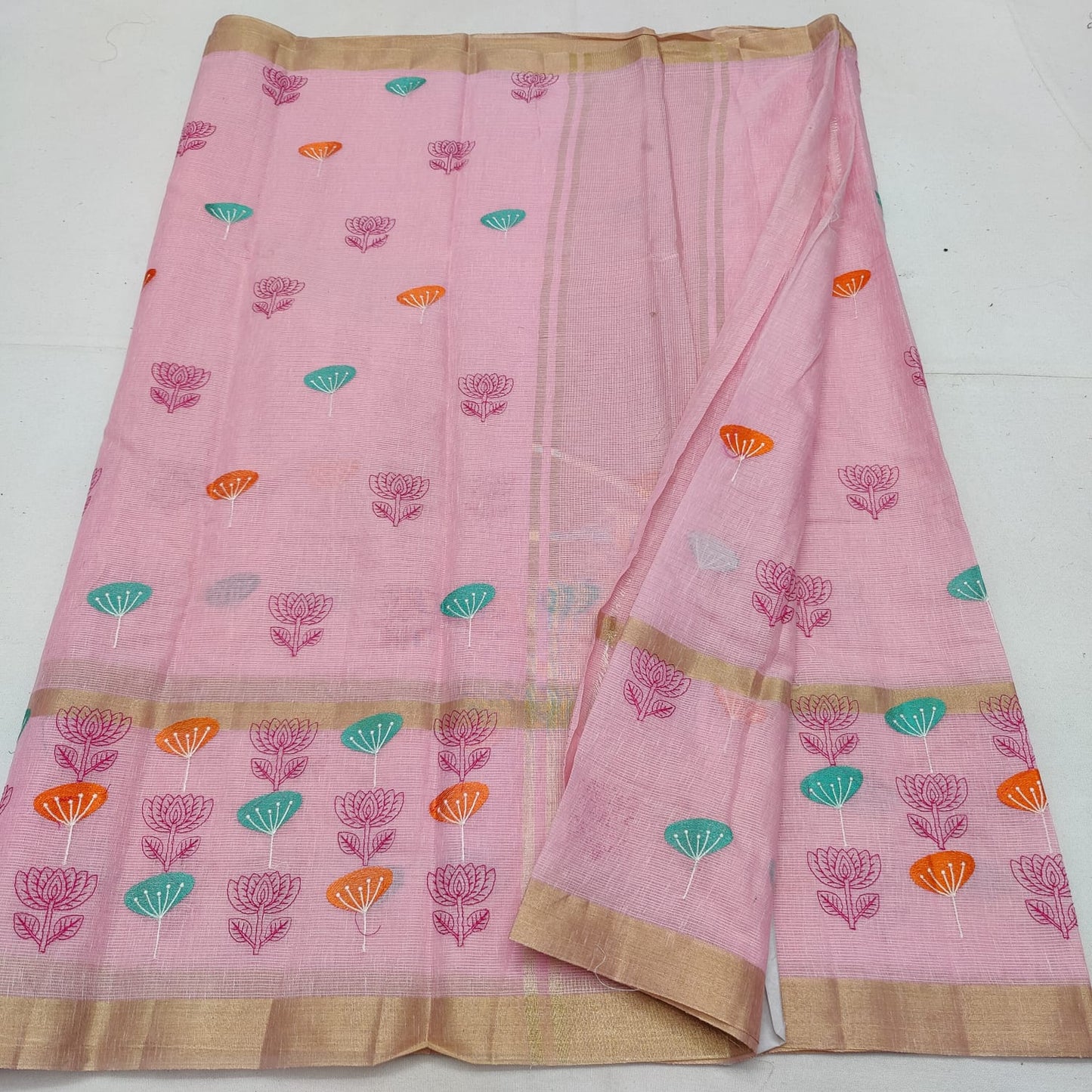 Tissue kota embroidery saree