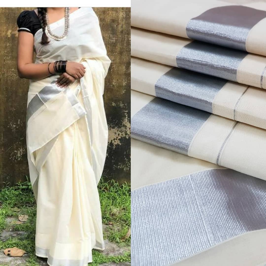 Traditional onam kerala kasavu cotton saree