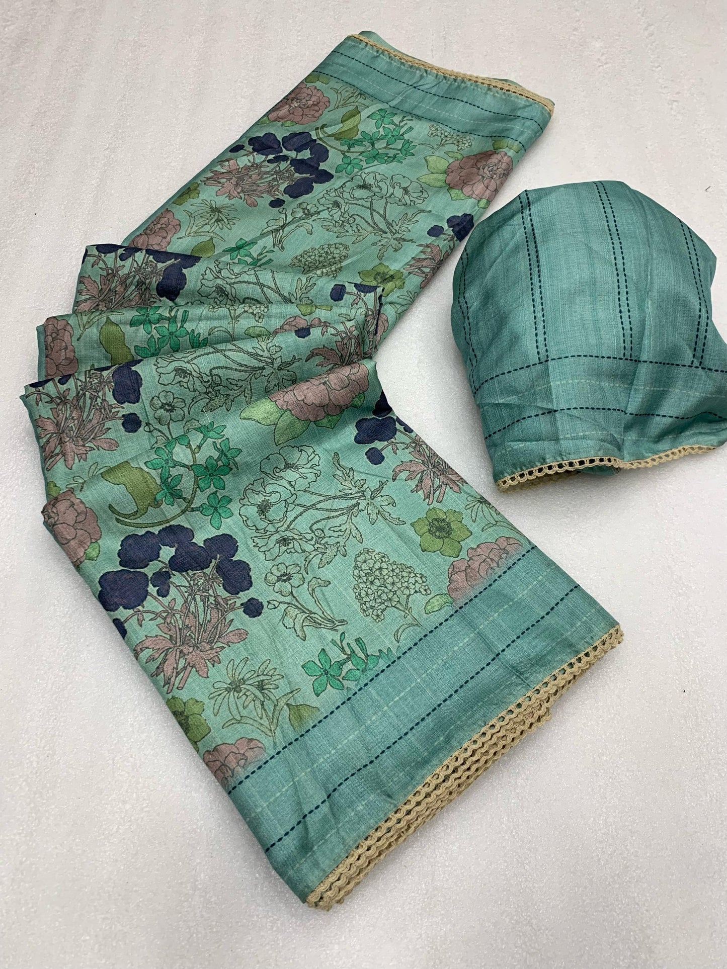 Tusser Ajrakh Style Printed Saree