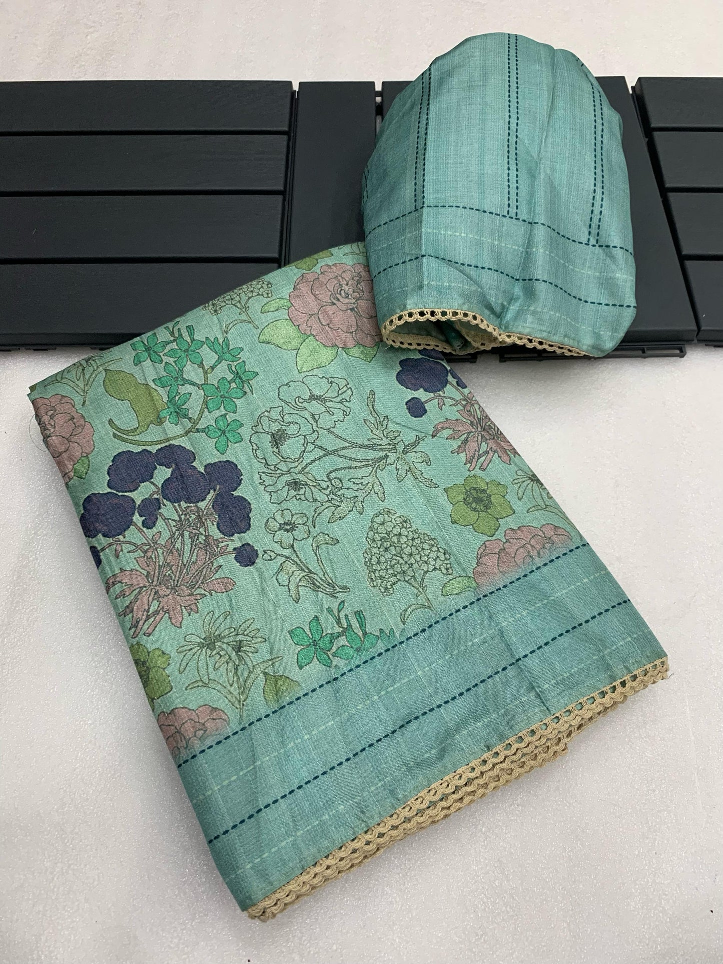 Tusser Ajrakh Style Printed Saree