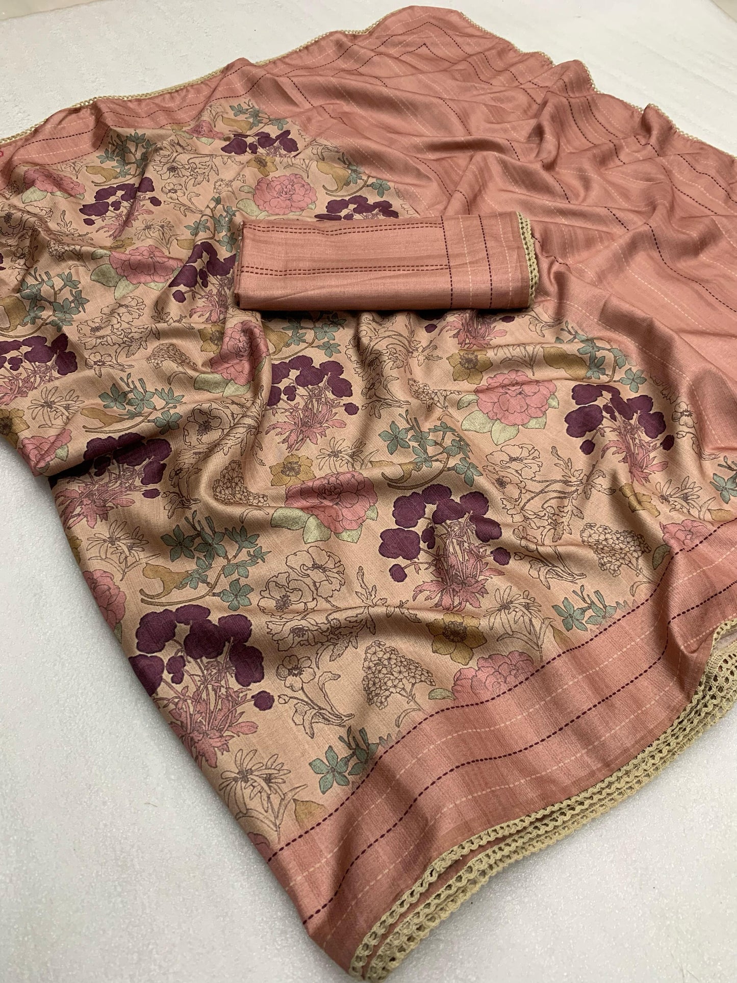 Tusser Ajrakh Style Printed Saree