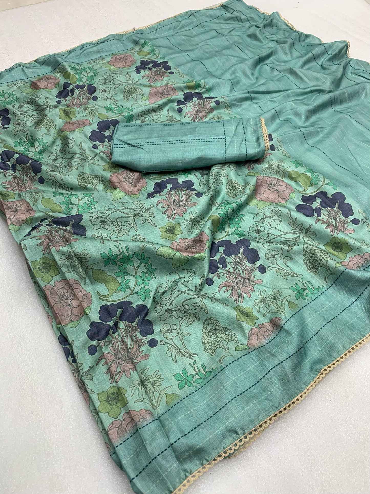 Tusser Ajrakh Style Printed Saree