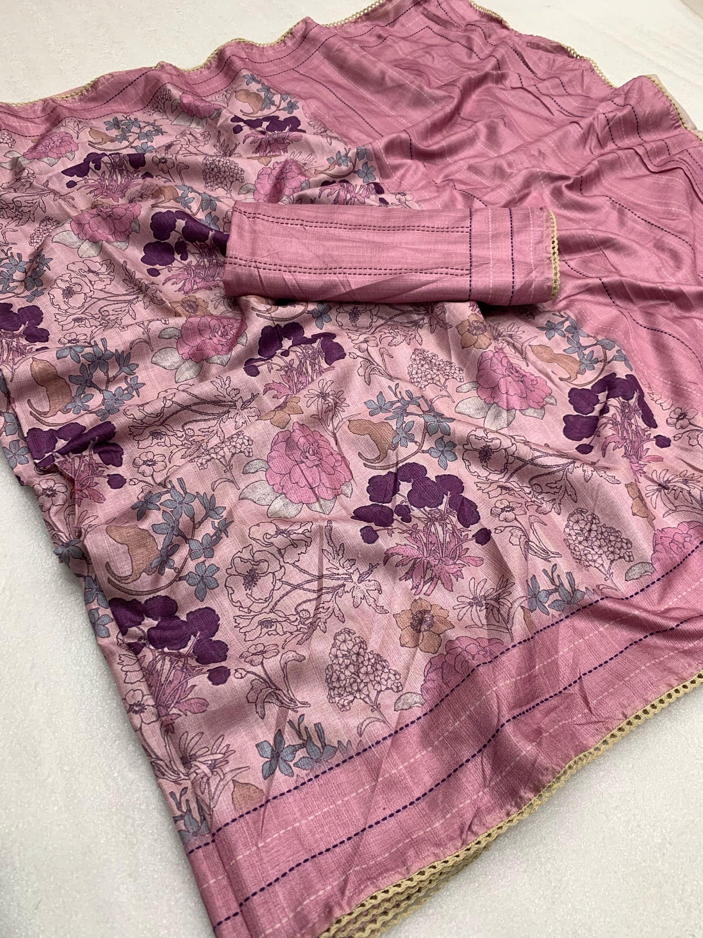 Tusser Ajrakh Style Printed Saree