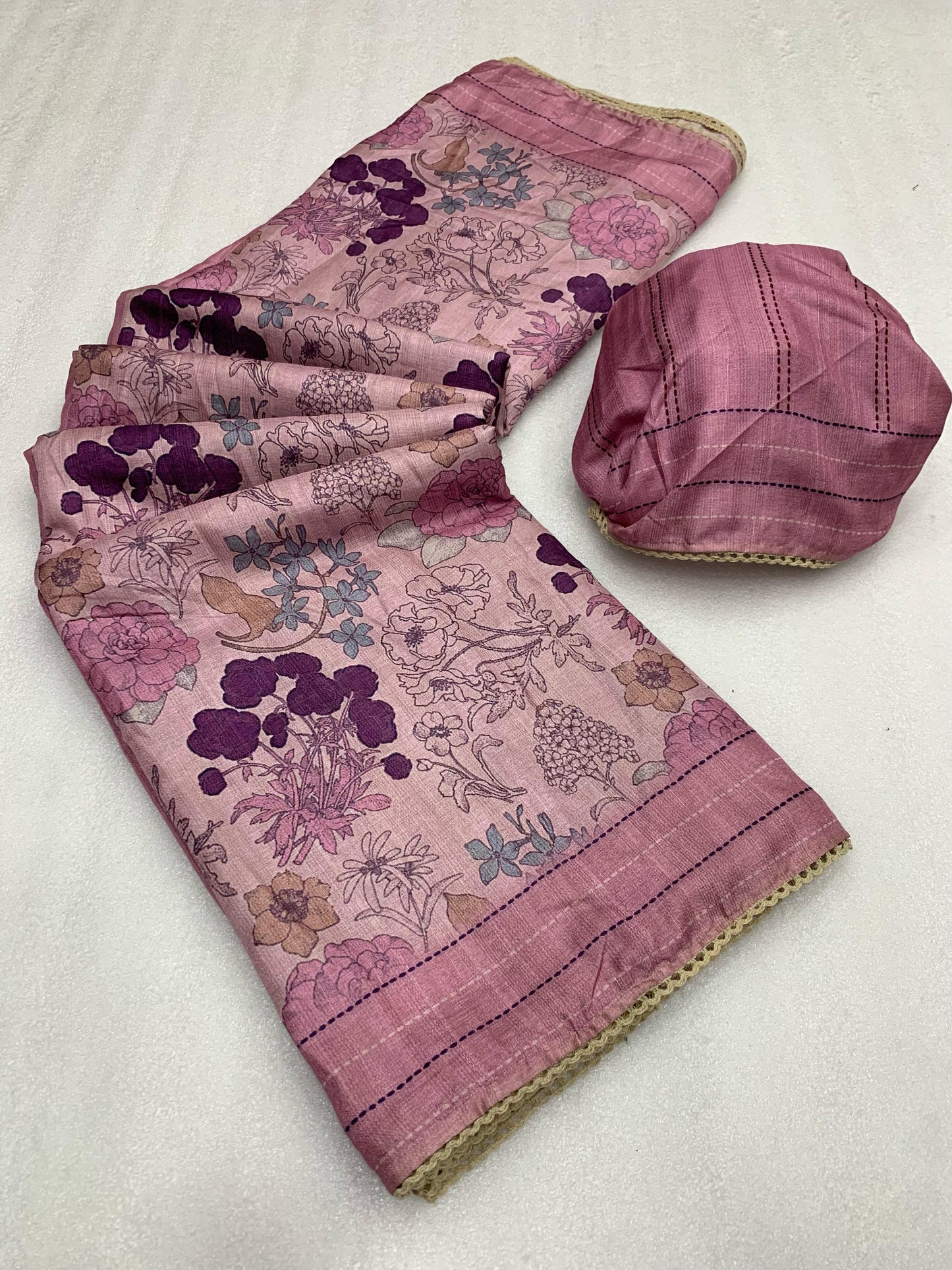 Tusser Ajrakh Style Printed Saree