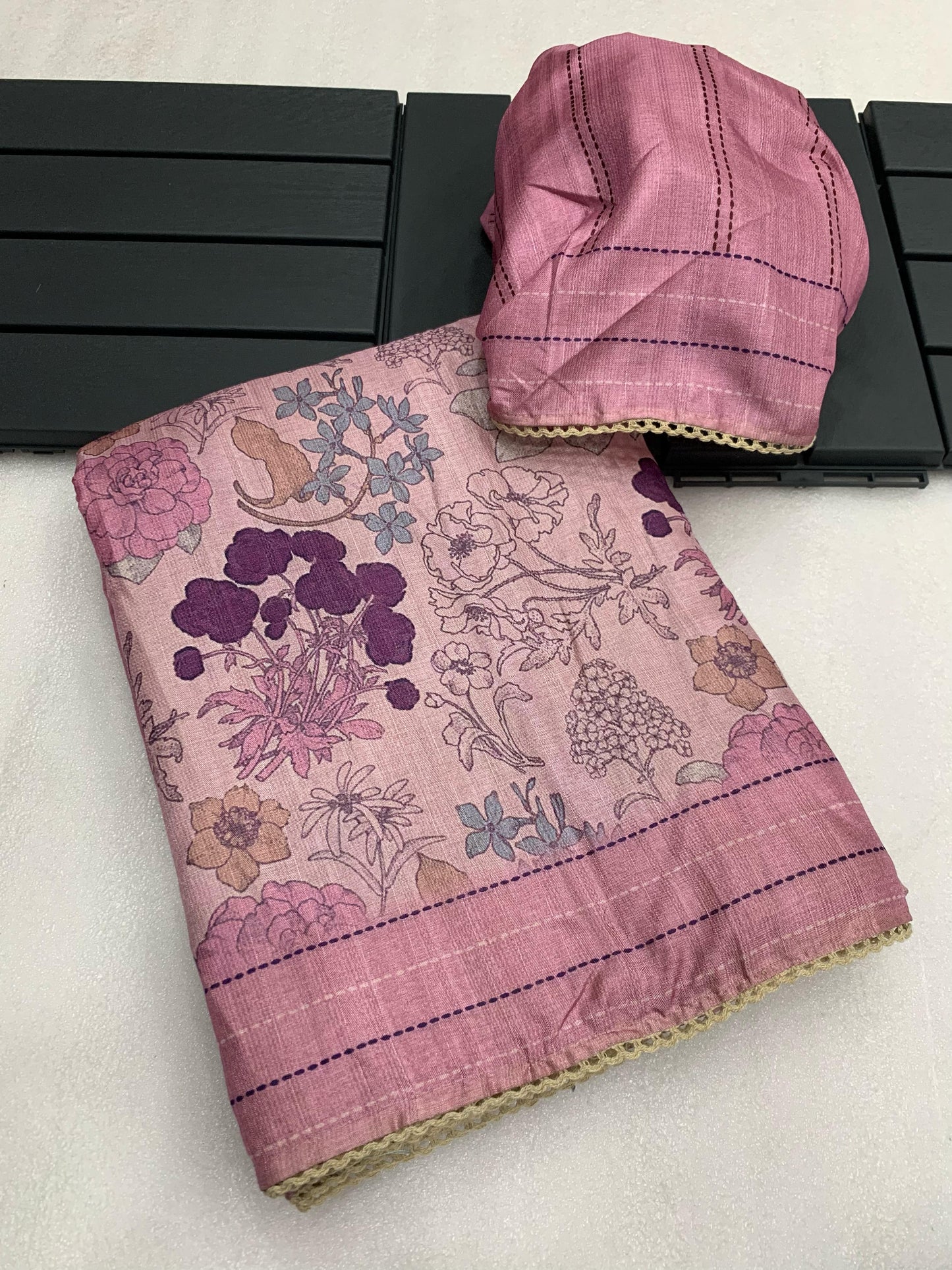 Tusser Ajrakh Style Printed Saree