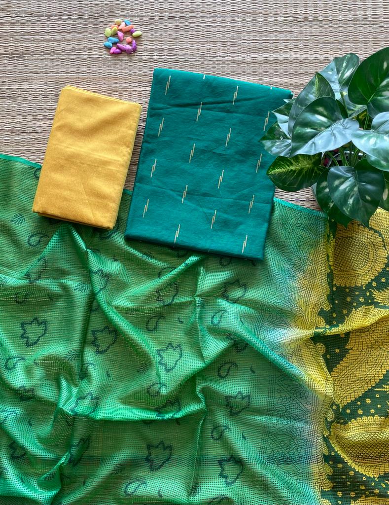 Tye and dye printed munga cotton duppata and chanderi cotton dress material
