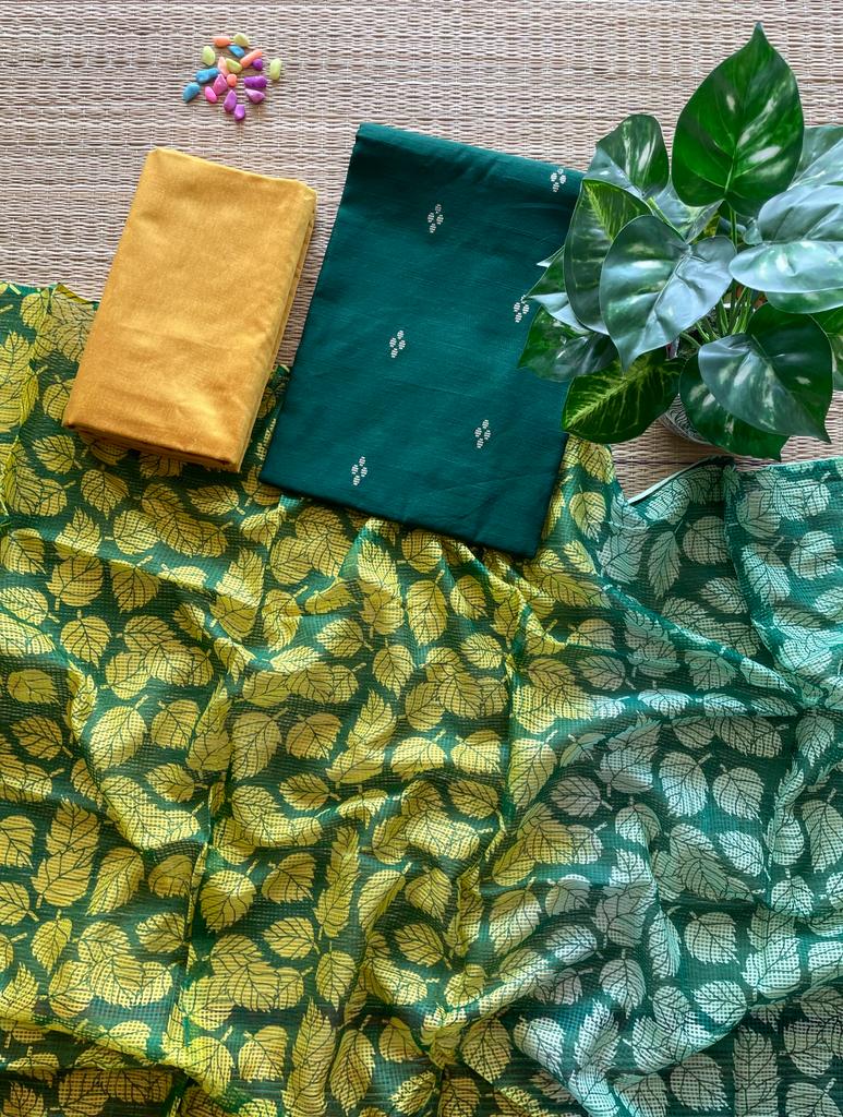 Tye and dye printed munga cotton duppata and chanderi cotton dress material