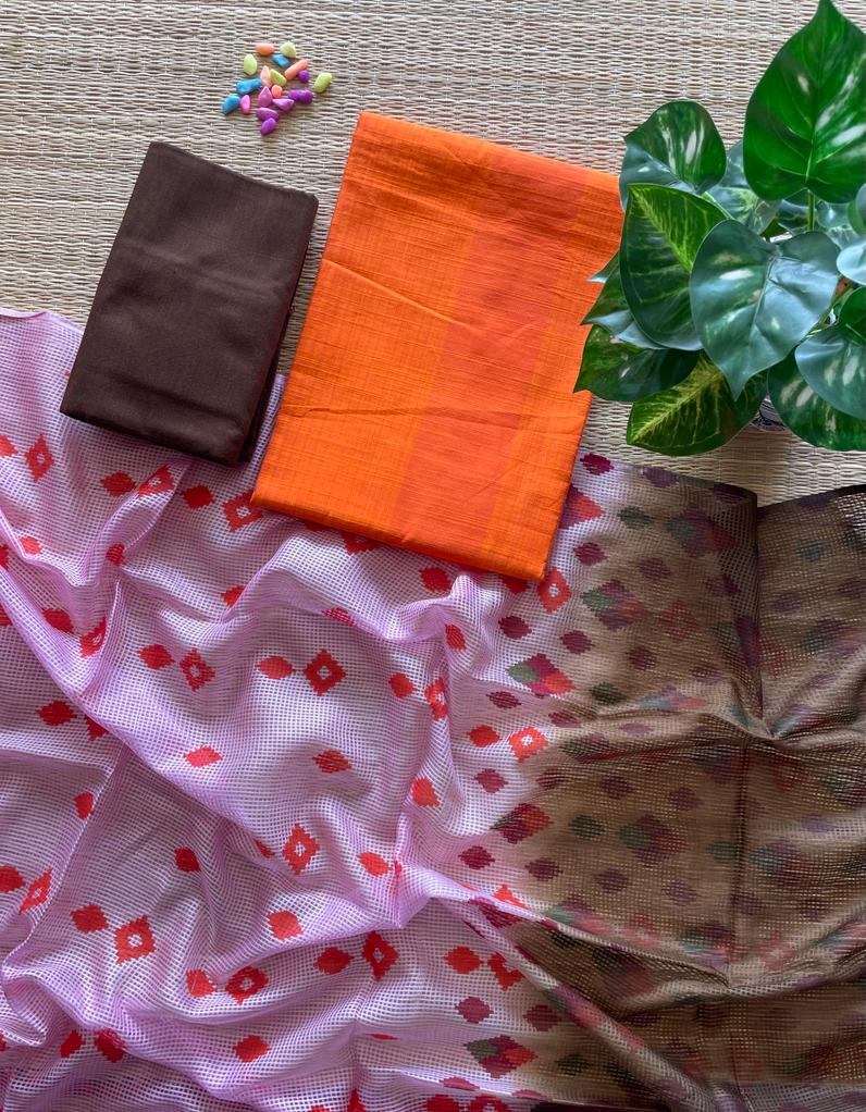 Tye and dye printed munga cotton duppata and chanderi cotton dress material