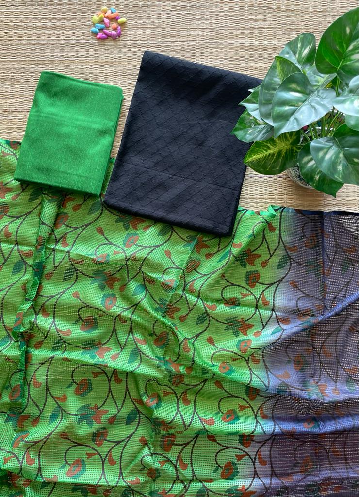 Tye and dye printed munga cotton duppata and chanderi cotton dress material