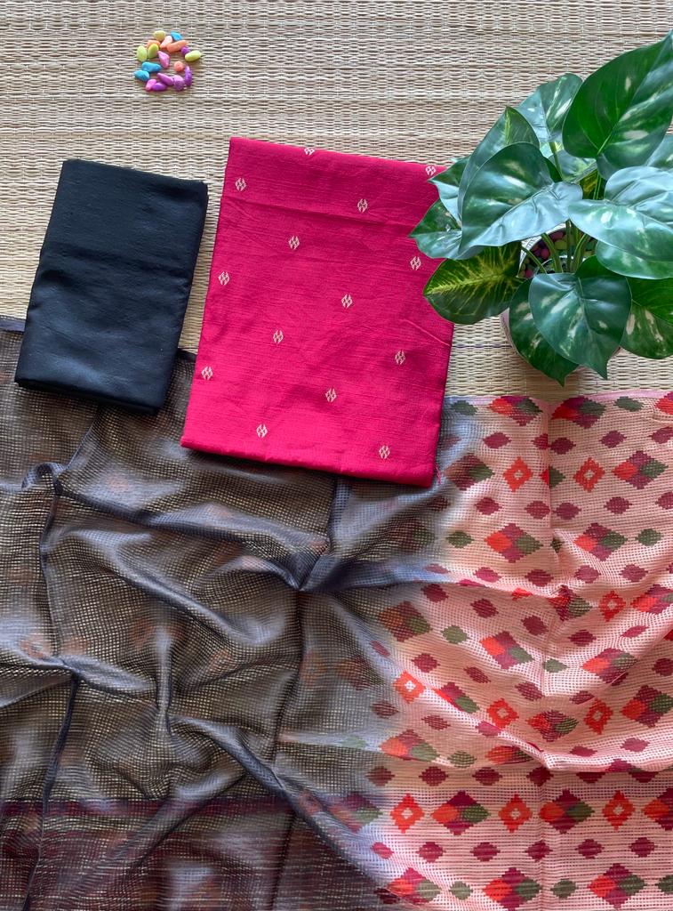 Tye and dye printed munga cotton duppata and chanderi cotton dress material