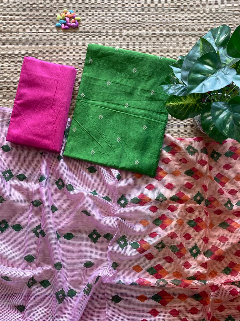 Tye and dye printed munga cotton duppata and chanderi cotton dress material
