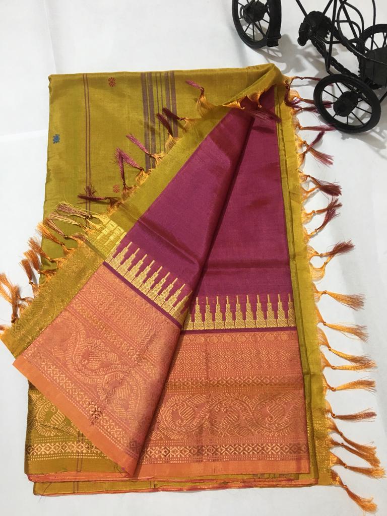 Banana Silk Korvai Pattern Saree