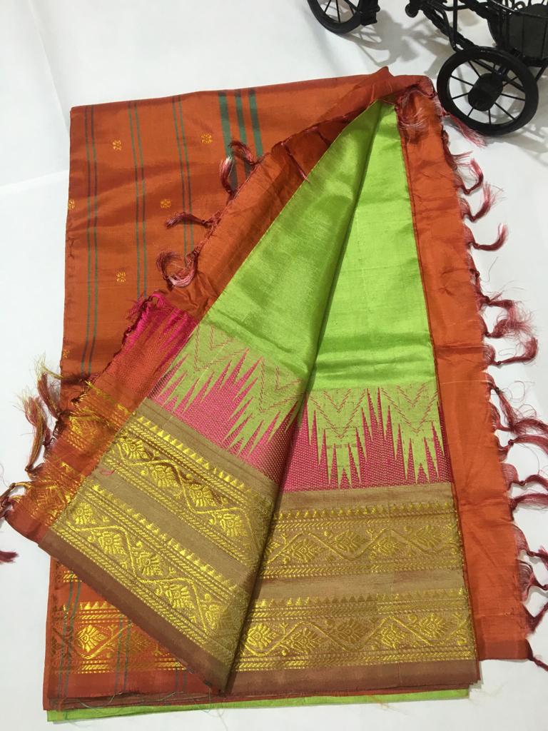 Banana Silk Korvai Pattern Saree