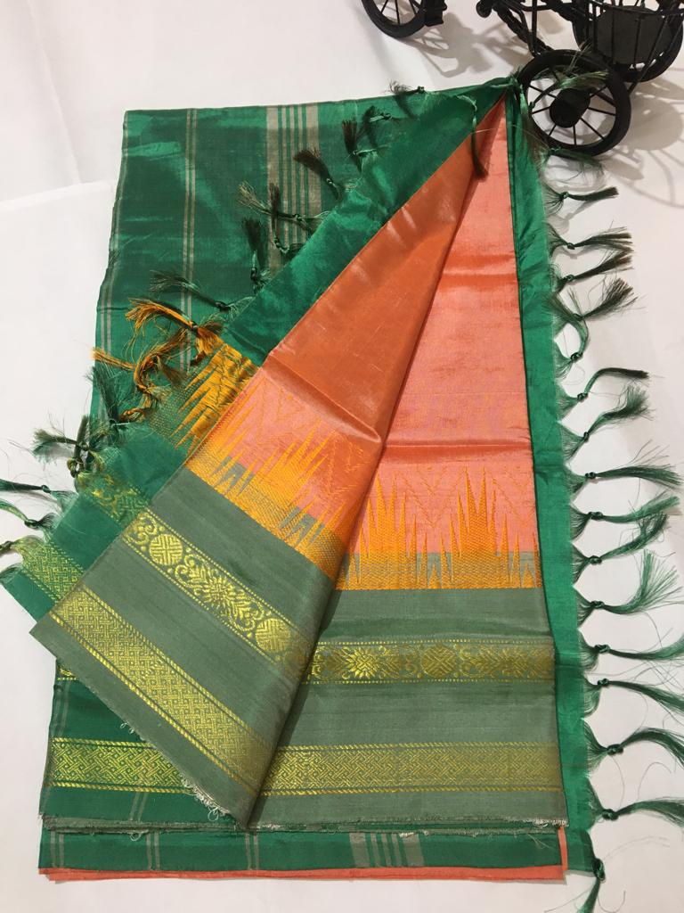 Banana Silk Korvai Pattern Saree
